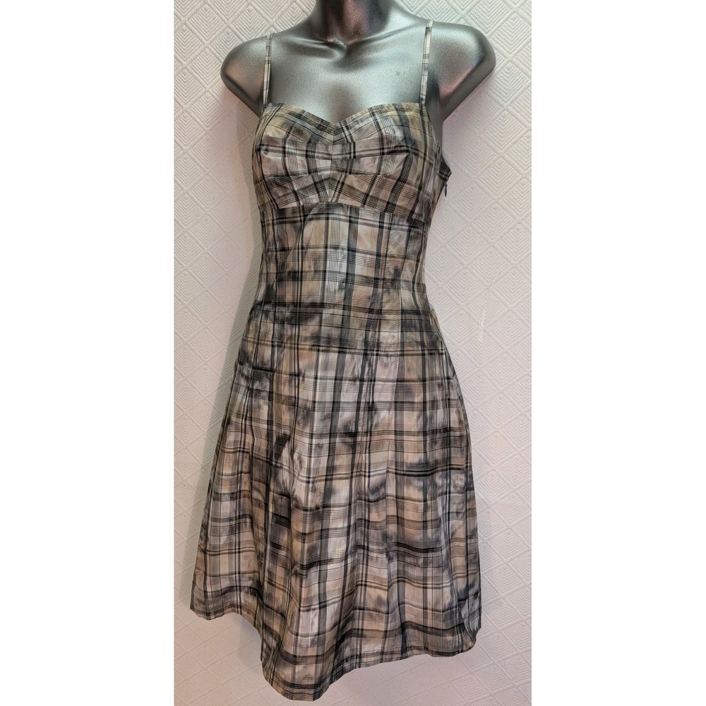NEW! Peruvian Connection Size 4 'Brigette' Spaghetti Strap Plaid Taffeta...